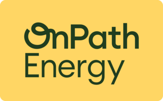OnPath Stacked Logo Green on Yellow Brick